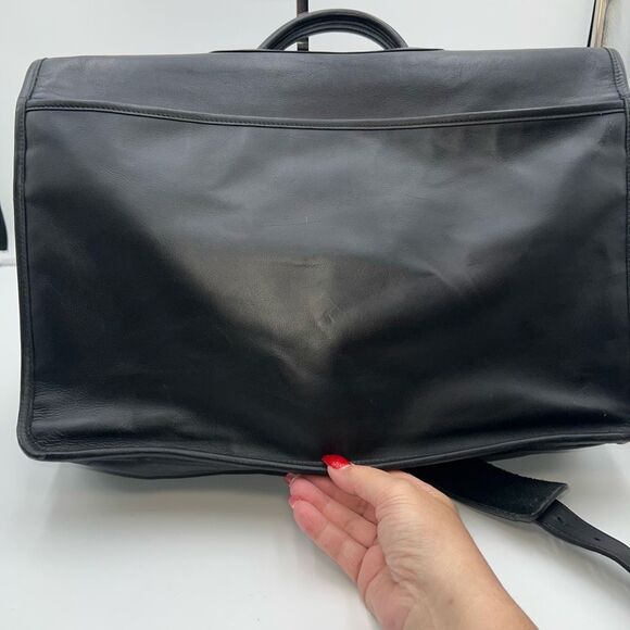 COACH PRESCOTT 90s Vintage BLACK LEATHER LAPTOP BRIEFCASE MESSENGER BAG   WITH C - Picture 8 of 16